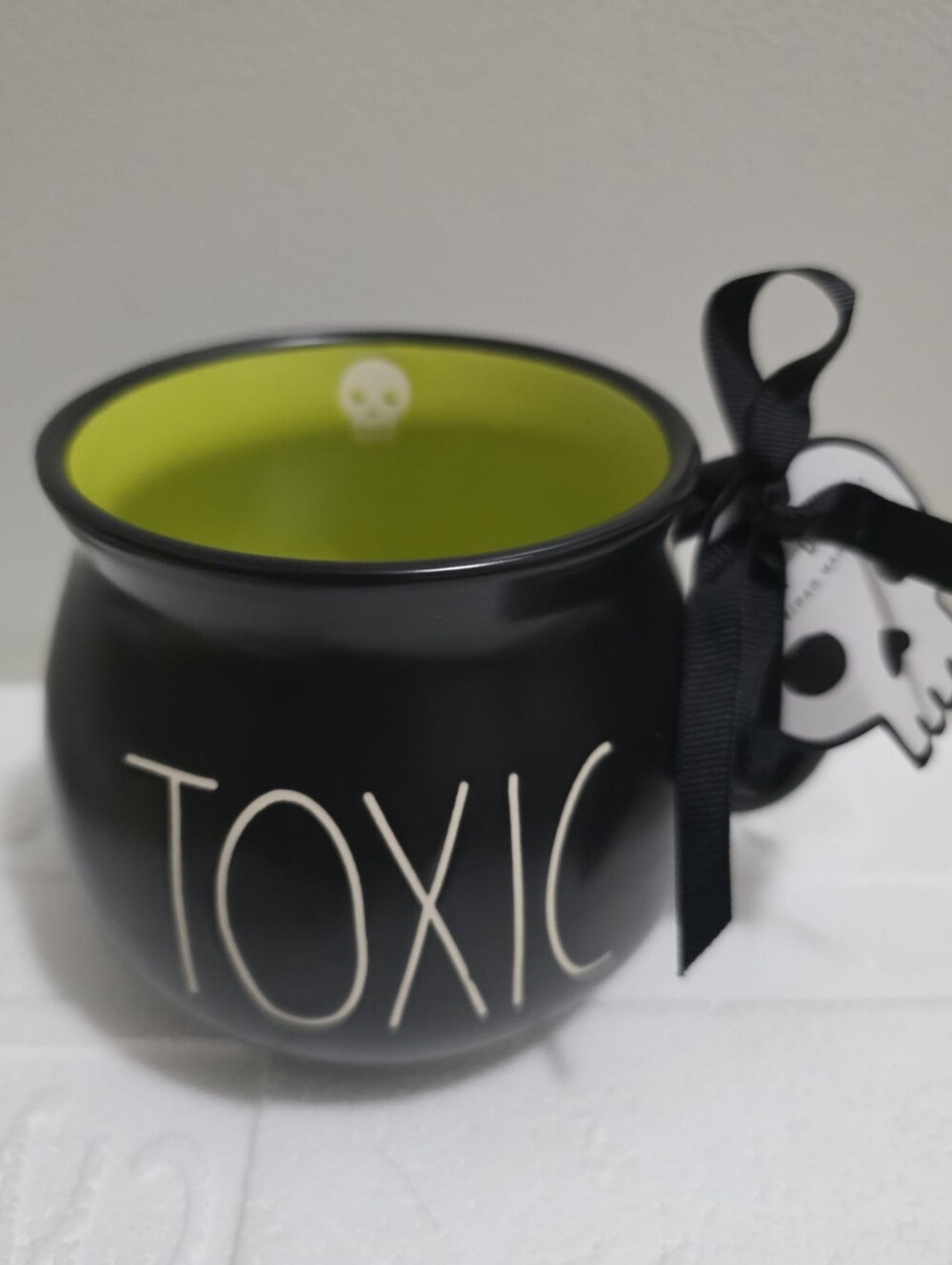Rae Dunn TOXIC Black Couldron Ceramic Mug - Smooth 🟢☠️⚫
